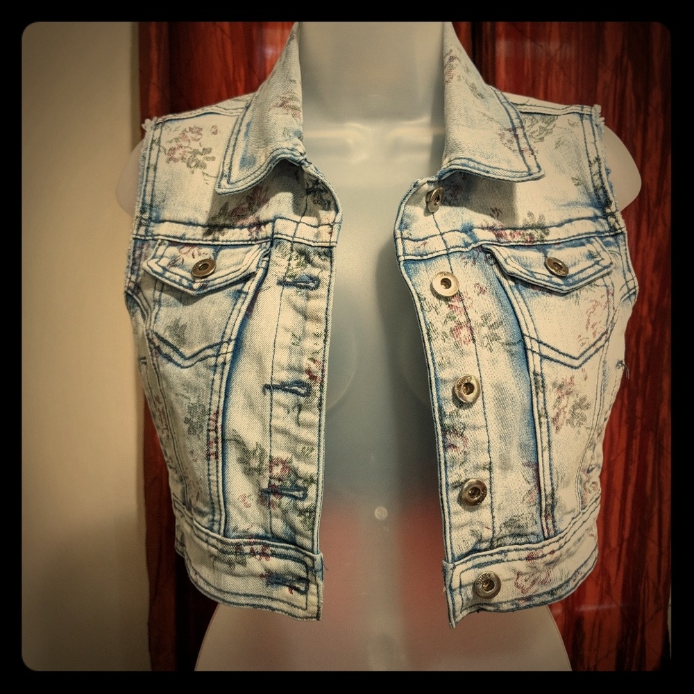 Floral Denim vest